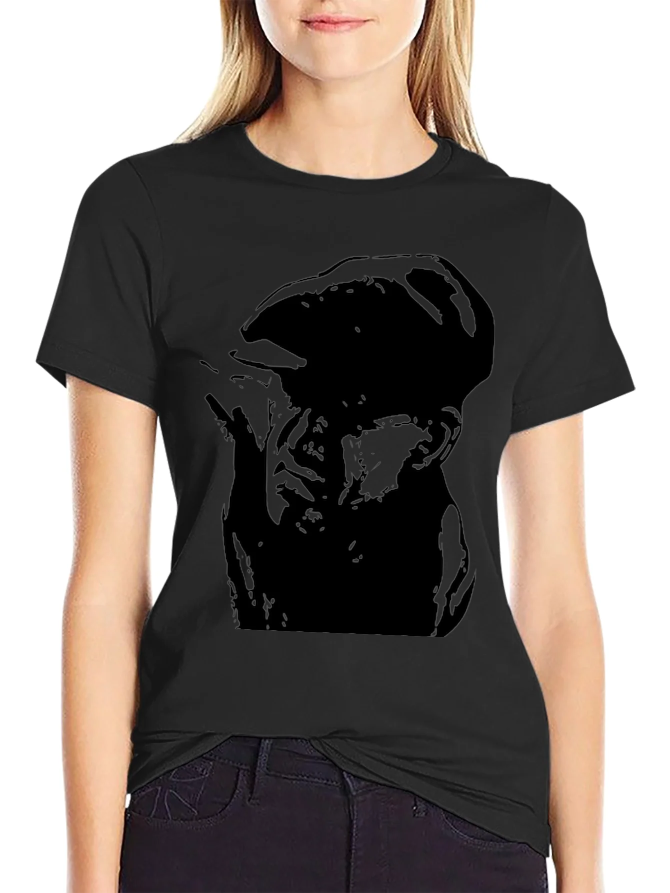 Vintage Silhouette Graphic Tee - Mens Black Cotton T-Shirt