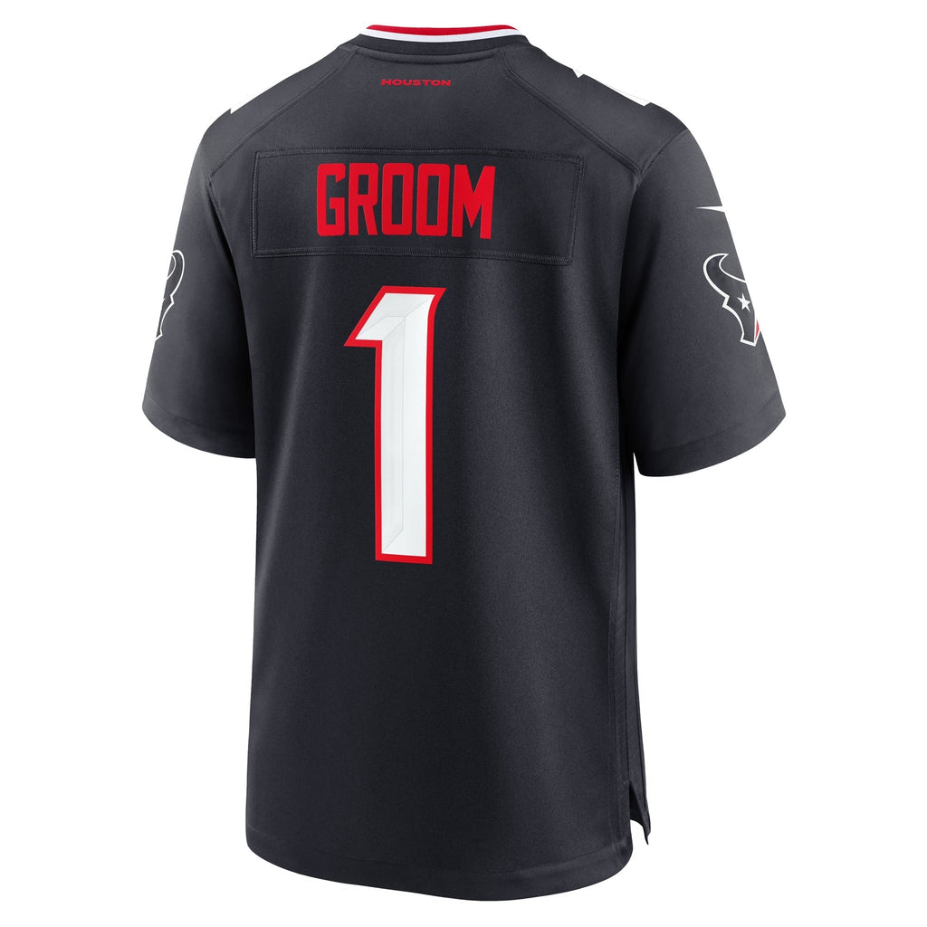 Houston Texans Number 1 Groom Navy Game Jersey
