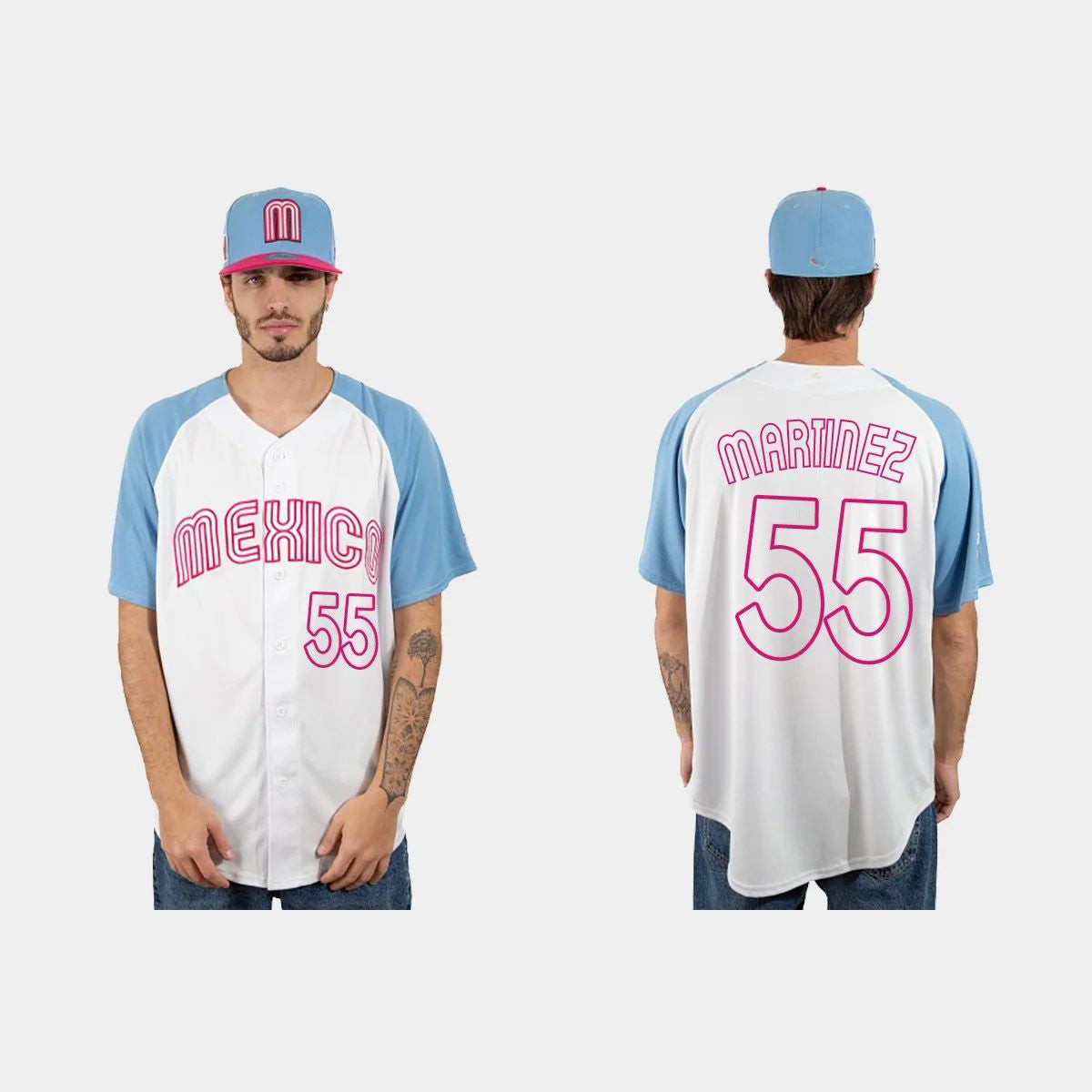 #55 ADRIAN MARTINEZ MEXICO BASEBALL 2023 WORLD BASEBALL CLASSIC JERSEYC WHITE BLUE Stitches Baseball Jerseys