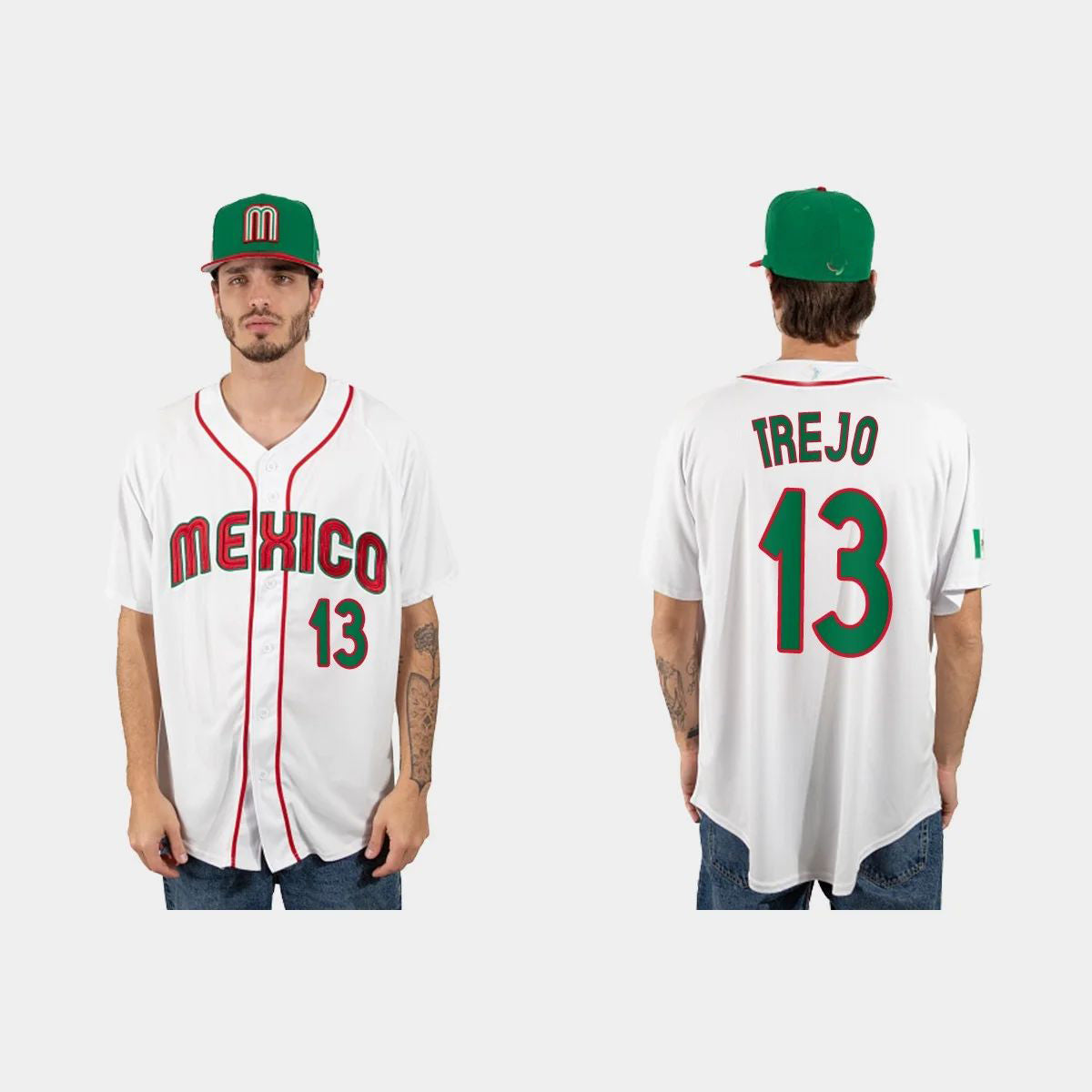 #13 ALAN TREJO MEXICO BASEBALL 2023 WORLD BASEBALL CLASSIC JERSEYC WHITE Stitches Baseball Jerseys
