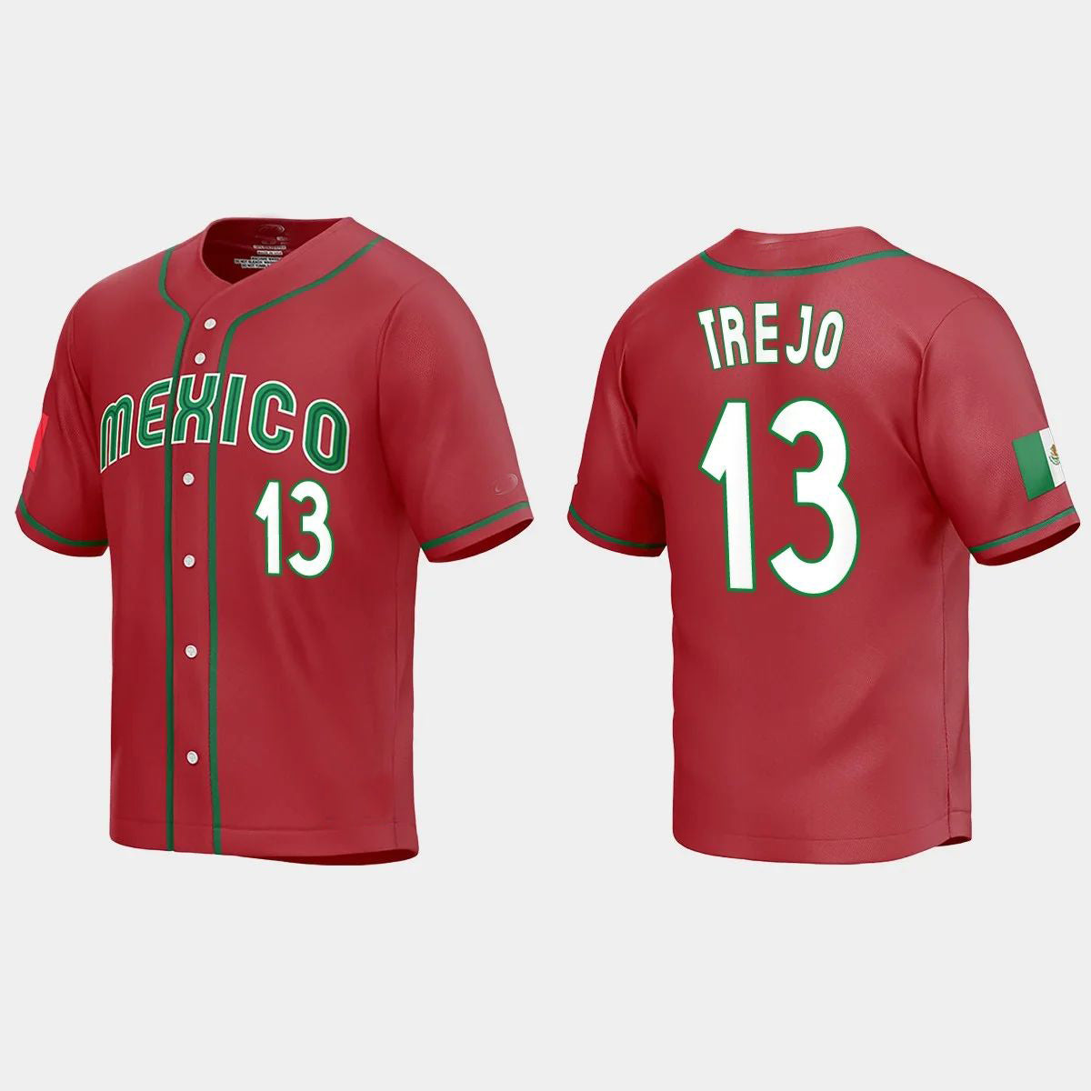 #13 ALAN TREJO MEXICO BASEBALL 2023 WORLD BASEBALL CLASSIC REPLICA JERSEYC RED Stitches Baseball Jerseys