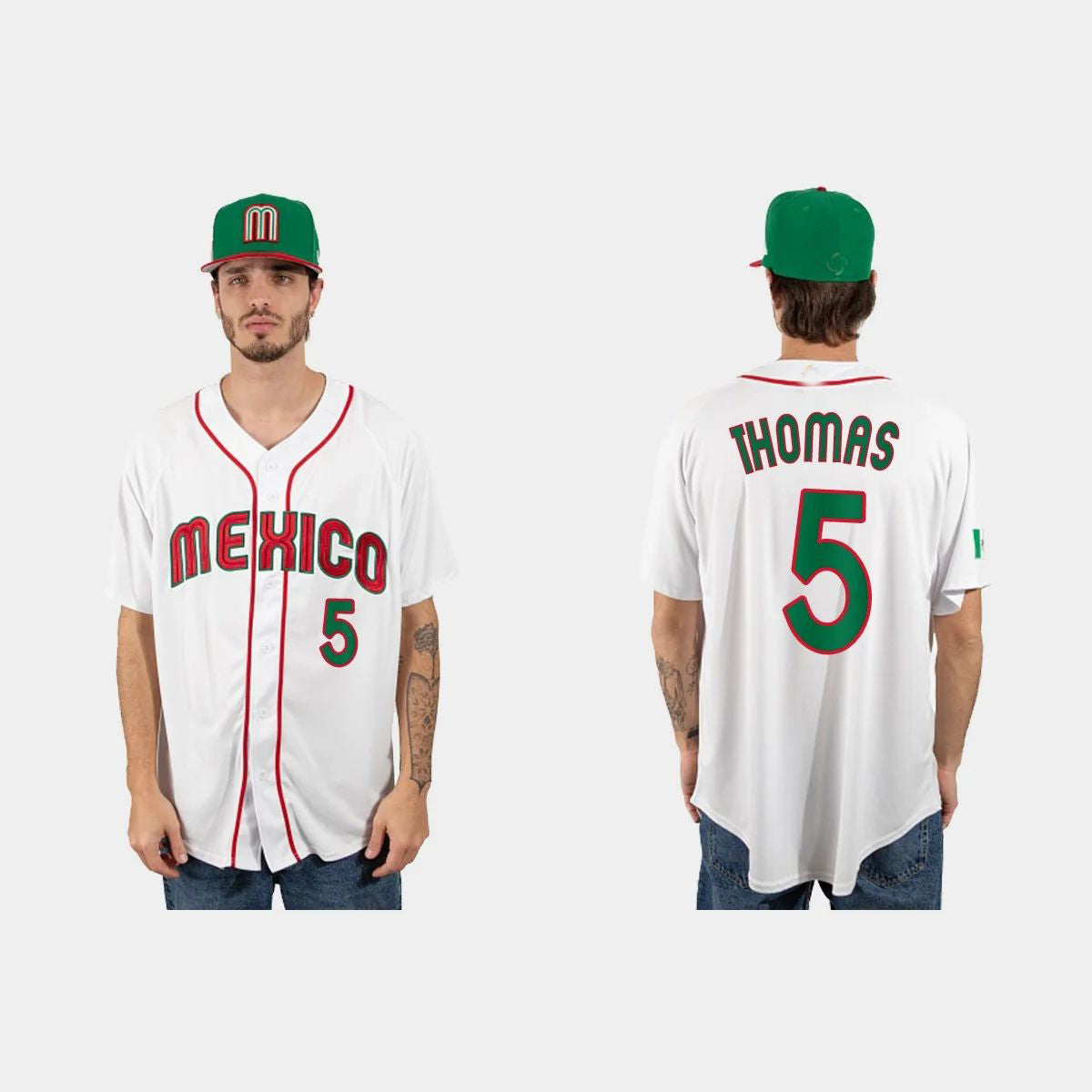 #5 ALEK THOMAS MEXICO BASEBALL 2023 WORLD BASEBALL CLASSIC JERSEYC WHITE Stitches Baseball Jerseys