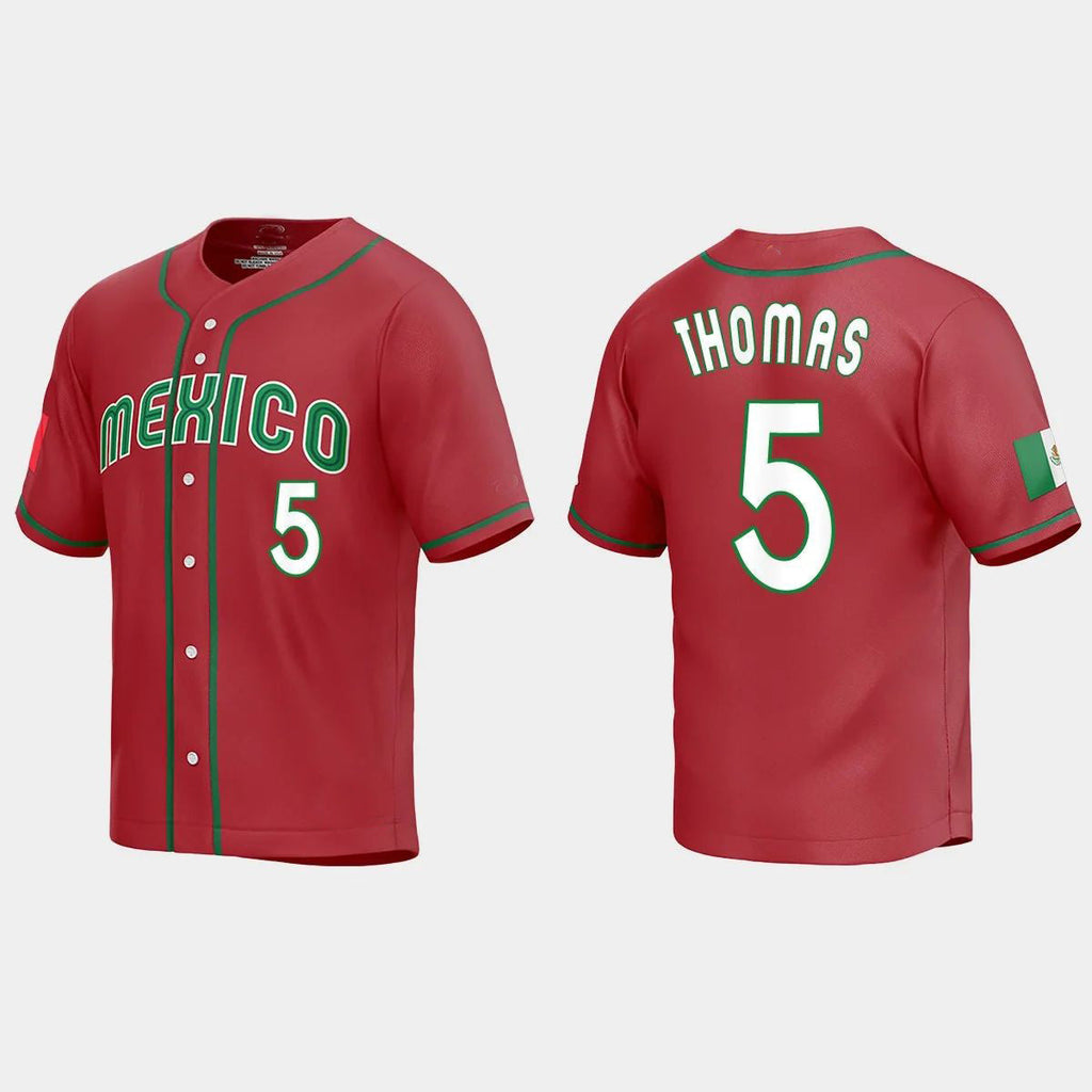 #5 ALEK THOMAS MEXICO BASEBALL 2023 WORLD BASEBALL CLASSIC REPLICA JERSEYC RED Stitches Baseball Jerseys