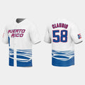 #58 ALEX CLAUDIO PUERTO RICO BASEBALL 2023 WORLD BASEBALL CLASSIC JERSEYC WHITE Stitches Baseball Jerseys