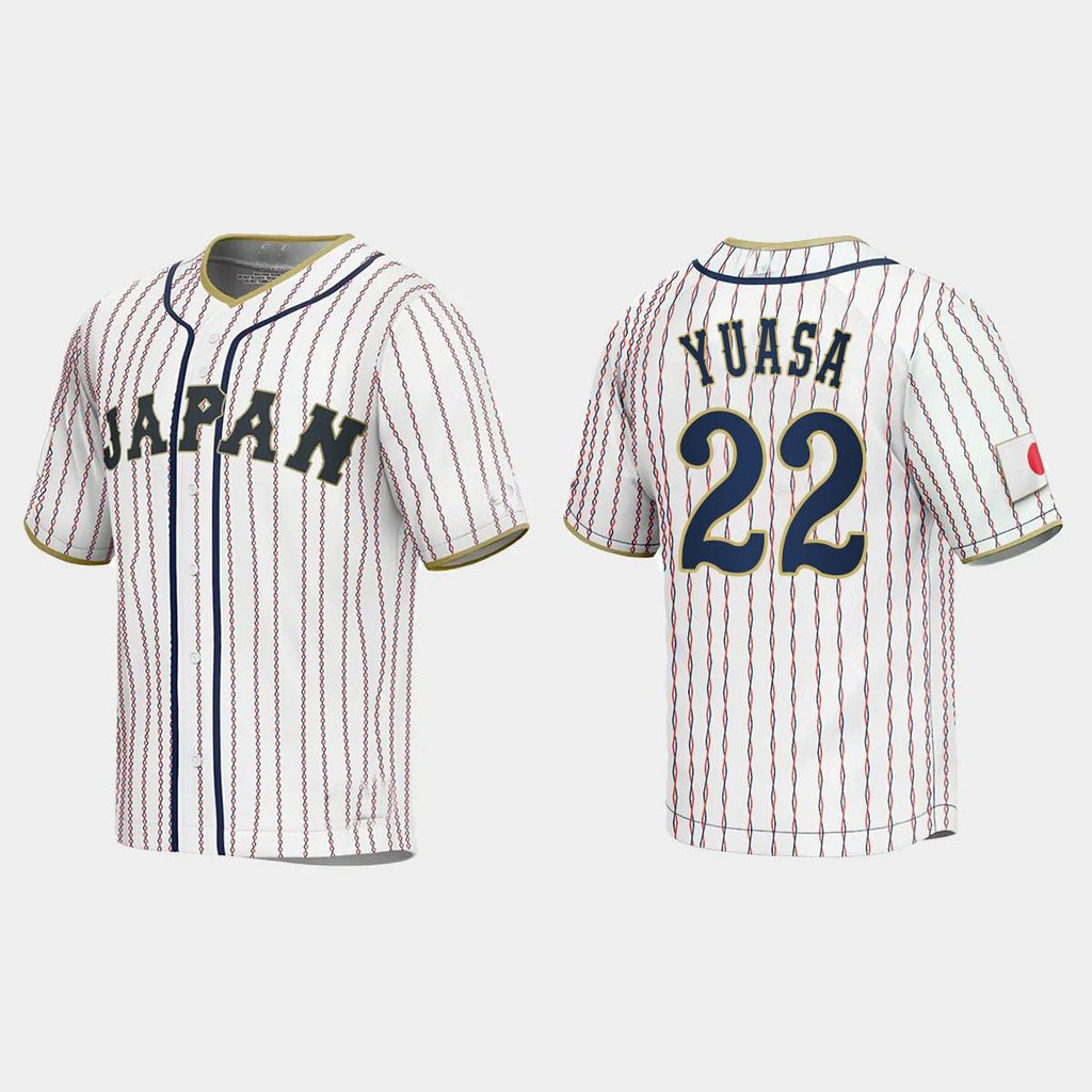 #22 ATSUKI YUASA JAPAN BASEBALL 2023 WORLD BASEBALL CLASSIC JERSEYC WHITE Stitches Baseball Jerseys