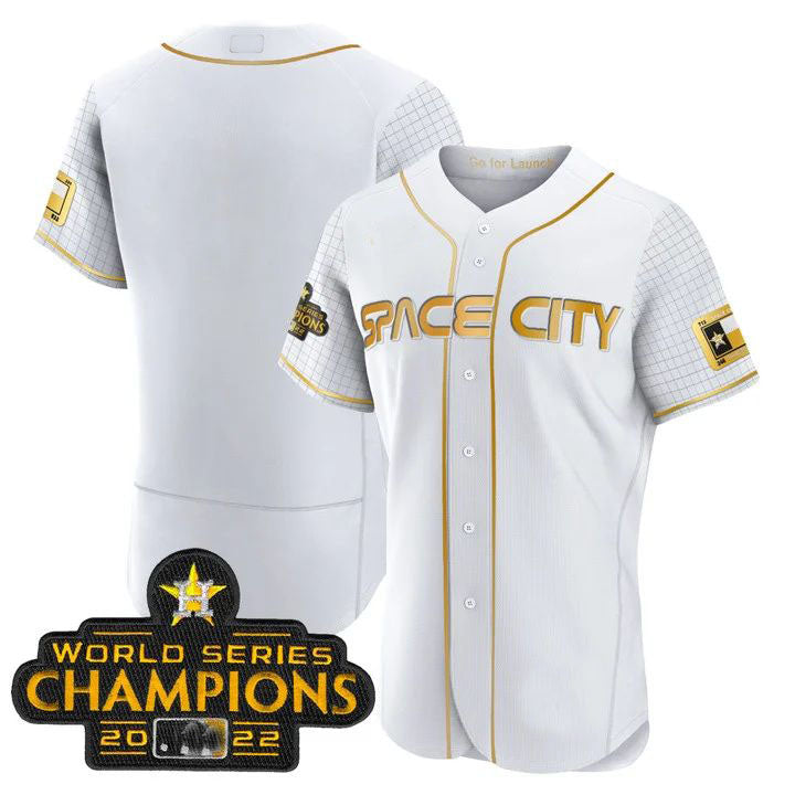 Houston Astros WHITE 2023 SPACE CITY CHAMPIONS FLEX JERSEY C ALL STITCHED Baseball Jerseys