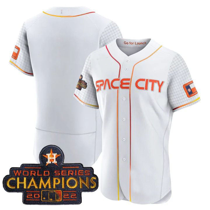 Houston Astros WHITE 2023 SPACE CITY CHAMPIONS FLEX JERSEY C ALL STITCHED Baseball Jerseys