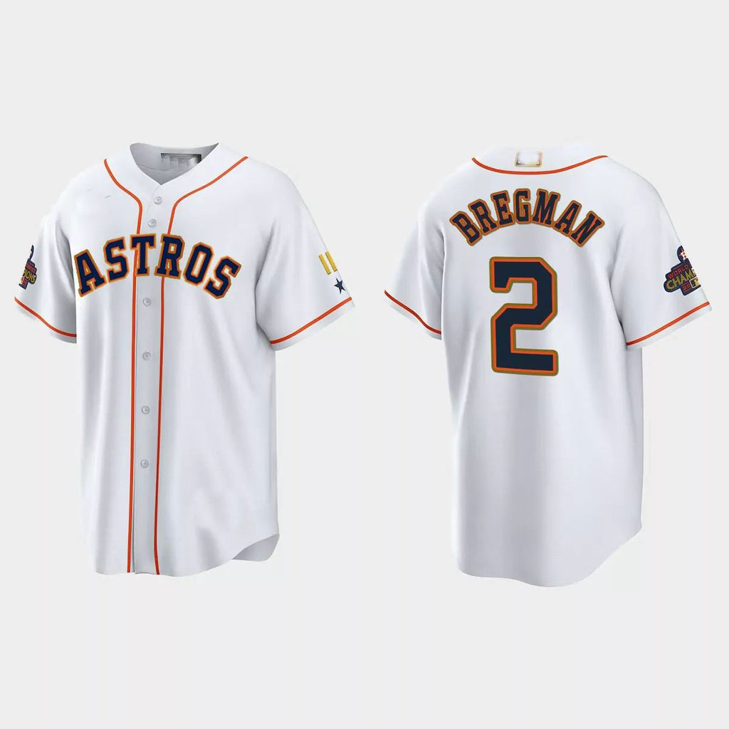 #2 Alex Bregman Houston Astros 2023 Gold Program JerseyC White Stitches Baseball Jerseys