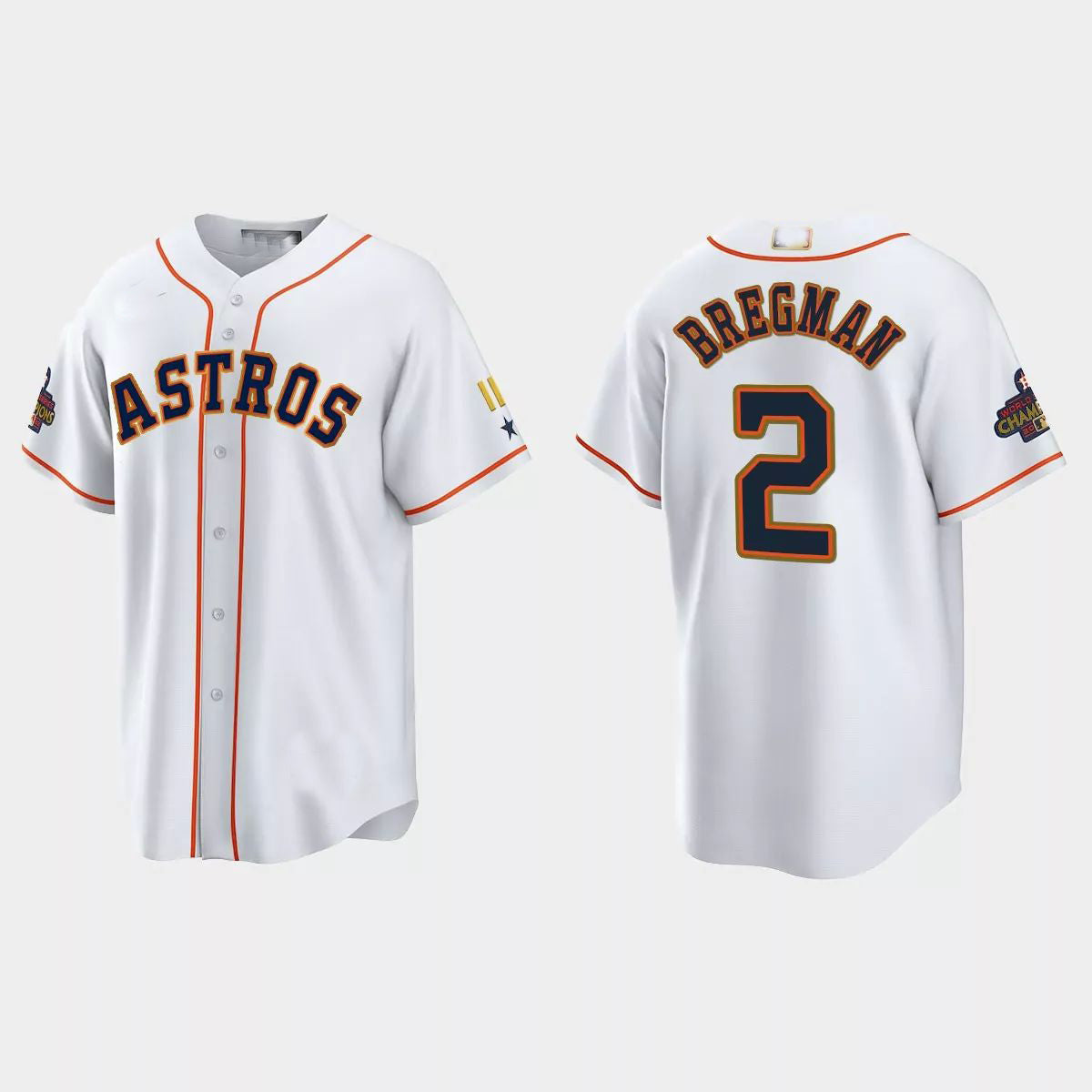 #2 Alex Bregman Houston Astros 2023 Gold Program JerseyC White Stitches Baseball Jerseys