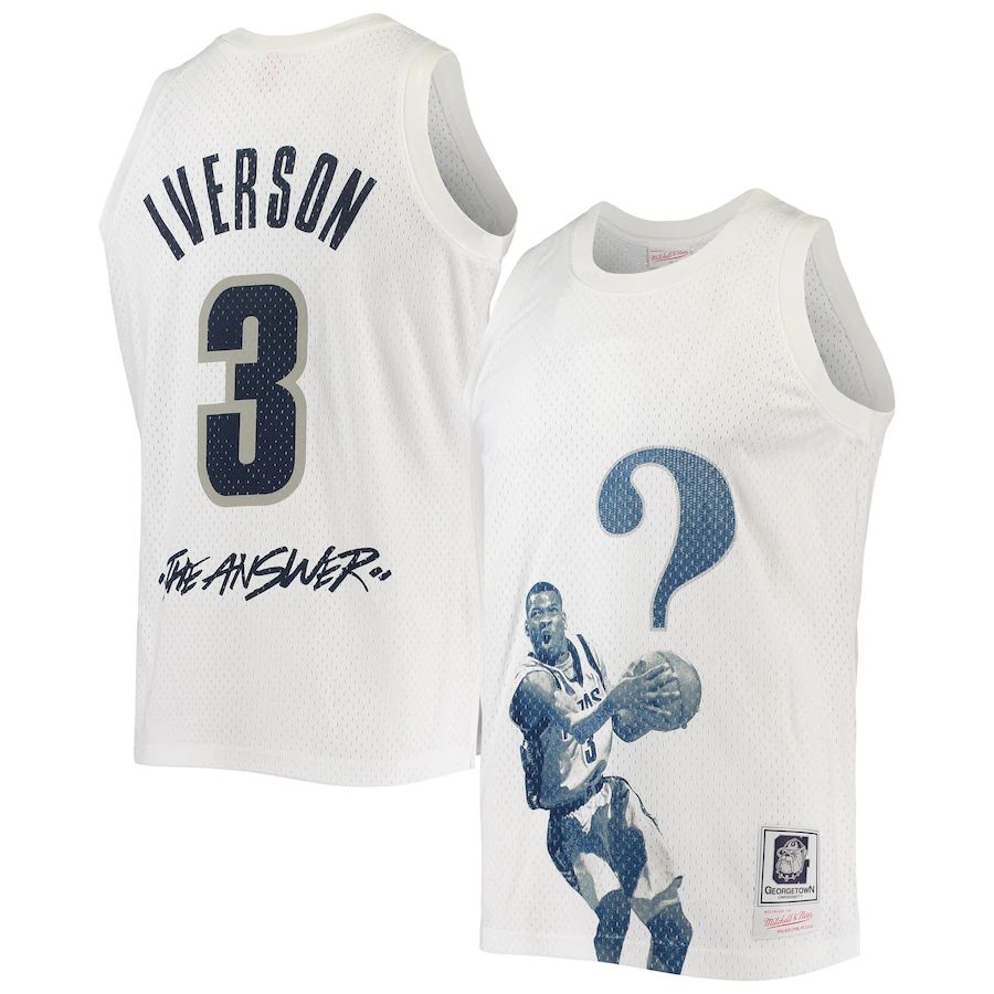 G.Hoyas #3 Allen Iverson The Answer Replica Jersey - White Stitched American College Jerseys