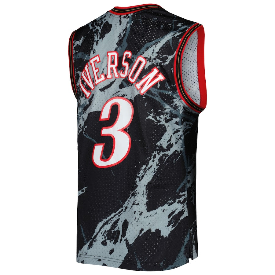 PH.76ers #3 Allen Iverson 2000-01 Hardwood Classics Marble Swingman Jersey Black Stitched American Basketball Jersey