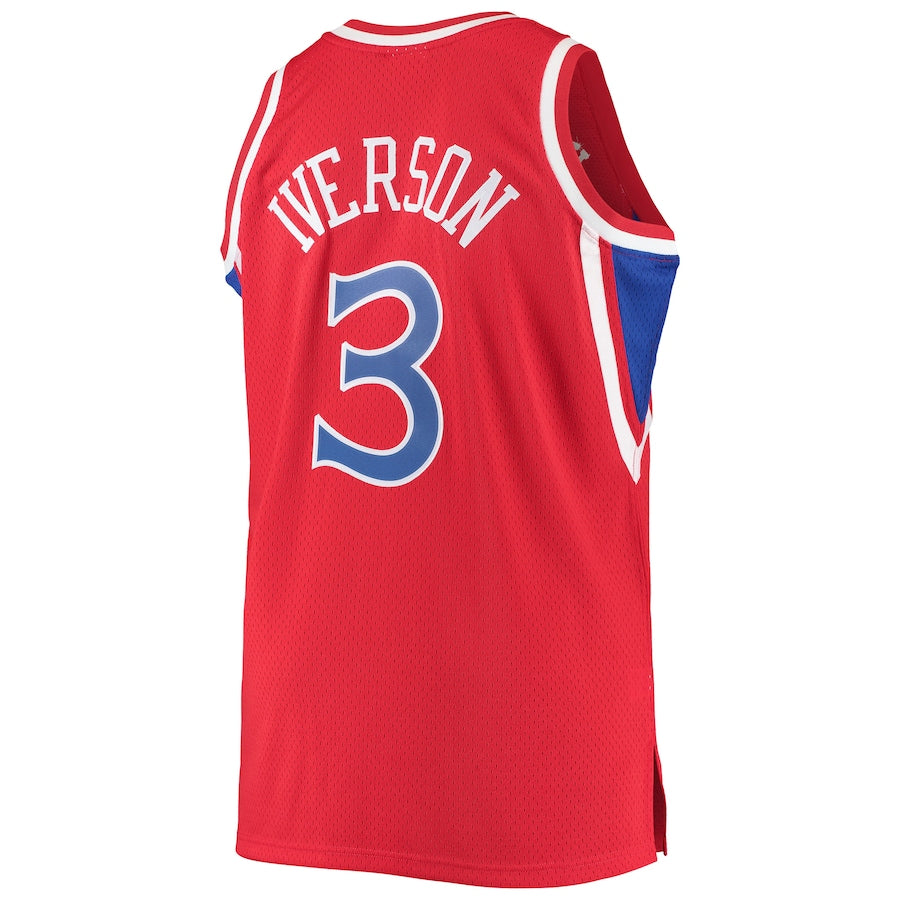 PH.76ers #3 Allen Iverson Big & Tall Hardwood Classics Swingman Player Jersey Red Stitched American Basketball Jersey