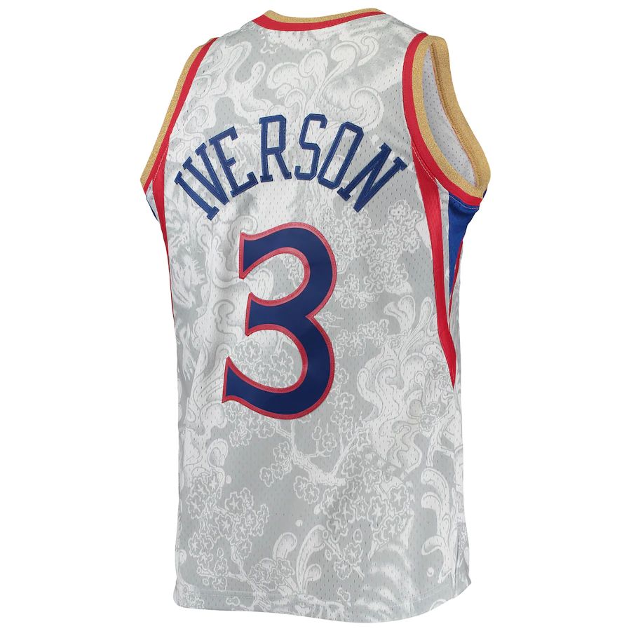 PH.76ers #3 Allen Iverson Hardwood Classics 1996-97 Lunar New Year Swingman Jersey White Stitched American Basketball Jersey