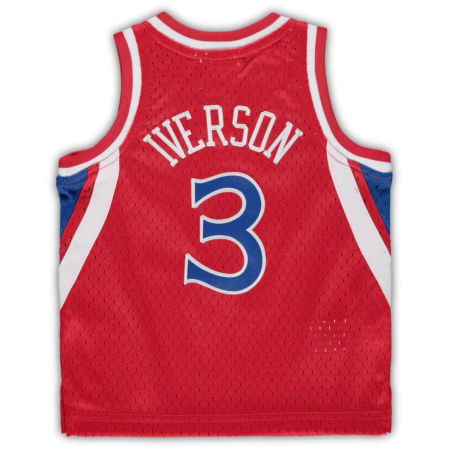 PH.76ers #3 Allen Iverson Infant 1996-97 Hardwood Classics Retired Player Jersey Red Stitched American Basketball Jersey