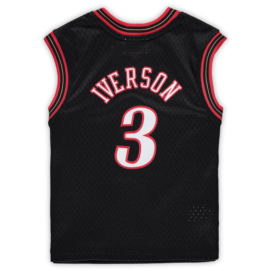 PH.76ers #3 Allen Iverson Preschool 2000-2001 Hardwood Classics Throwback Team Jersey Black Stitched American Basketball Jersey