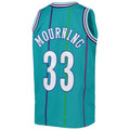 C.Hornets #33 Alonzo Mourning 1992-93 Hardwood Classics Swingman Jersey Teal Stitched American Basketball Jersey