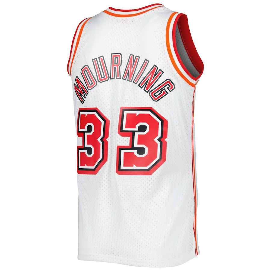 M.Heat #33 Alonzo Mourning 1996-97 Hardwood Classics Swingman Jersey White Stitched American Basketball Jersey