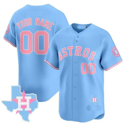 Custom Houston Astros Bubblegum Blue Vapor Premier Limited All Stitched Baseball Jersey
