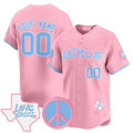 Custom Houston Astros Love Street & Peace Sign Patch Bubblegum Pink Vapor Premier Limited All Stitched Baseball Jersey