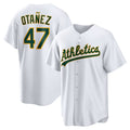 Oakland Athletics #47 Michel Otaez Home Replica Jersey - White Stitched Baseball Jersey