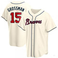 Atlanta Braves #15 Robbie Grossman Cream Alternate Jersey Stitches Baseball Jerseys