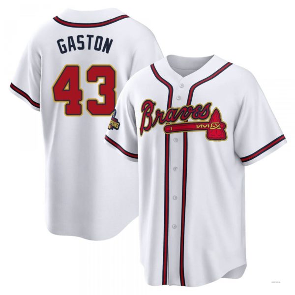 Atlanta Braves #43 Cito Gaston Gold White 2022 Program Jersey Stitches Baseball Jerseys