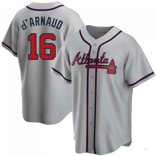 Atlanta Braves #16 Travis dArnaud Gray Road Jersey Stitches Baseball Jerseys