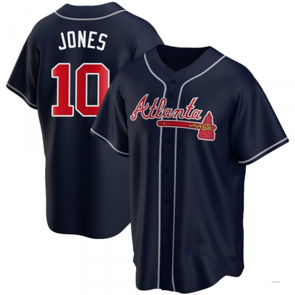 Atlanta Braves #10 Chipper Jones Navy Alternate Jersey Stitches Baseball Jerseys