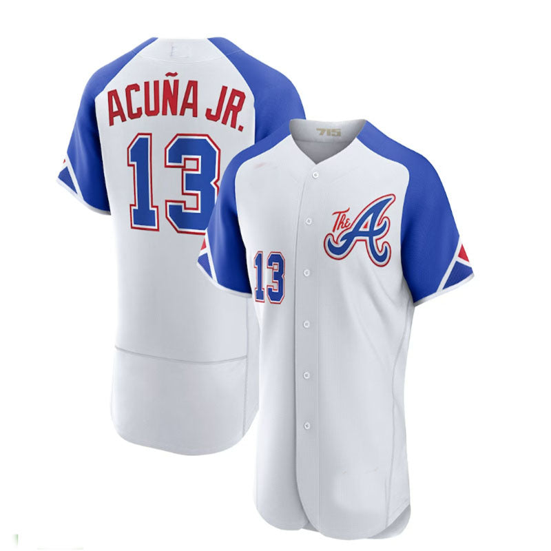 Atlanta Braves #13 Ronald Acua Jr. White 2023 City Connect Authentic Player Jersey Stitches Baseball Jerseys