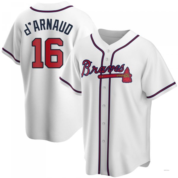 Atlanta Braves #16 Travis dArnaud White Home Jersey Stitches Baseball Jerseys