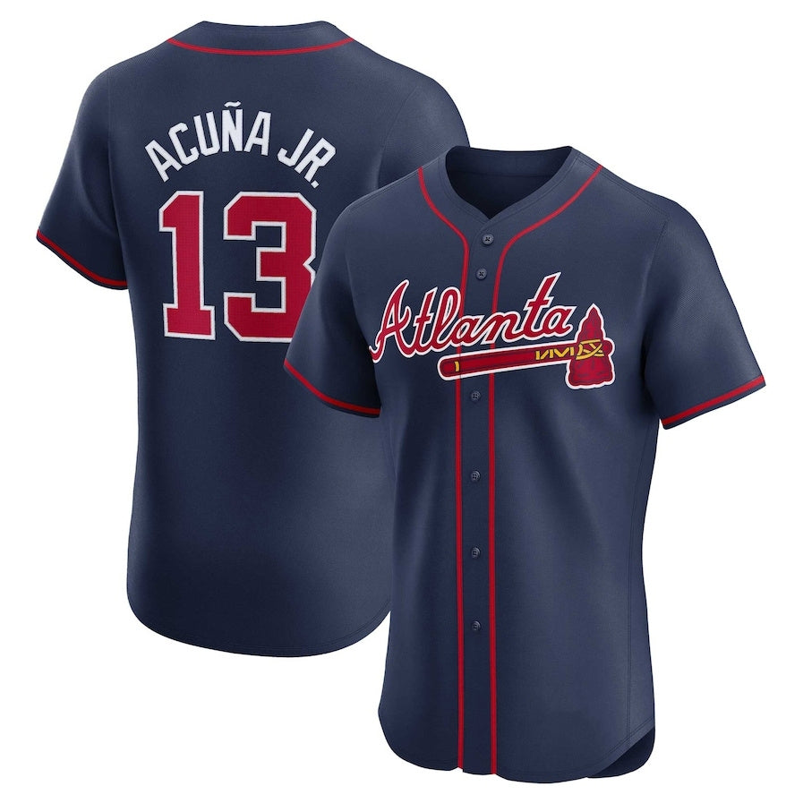 Atlanta Braves #13 Ronald Acua Jr. Alternate Elite Player Jersey - Navy Baseball Jerseys