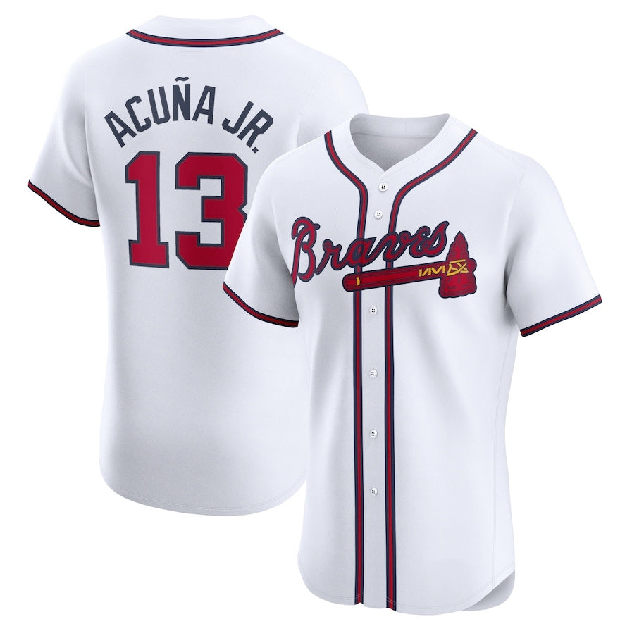 Atlanta Braves #13 Ronald Acua Jr. Home Elite Jersey - White Baseball Jerseys