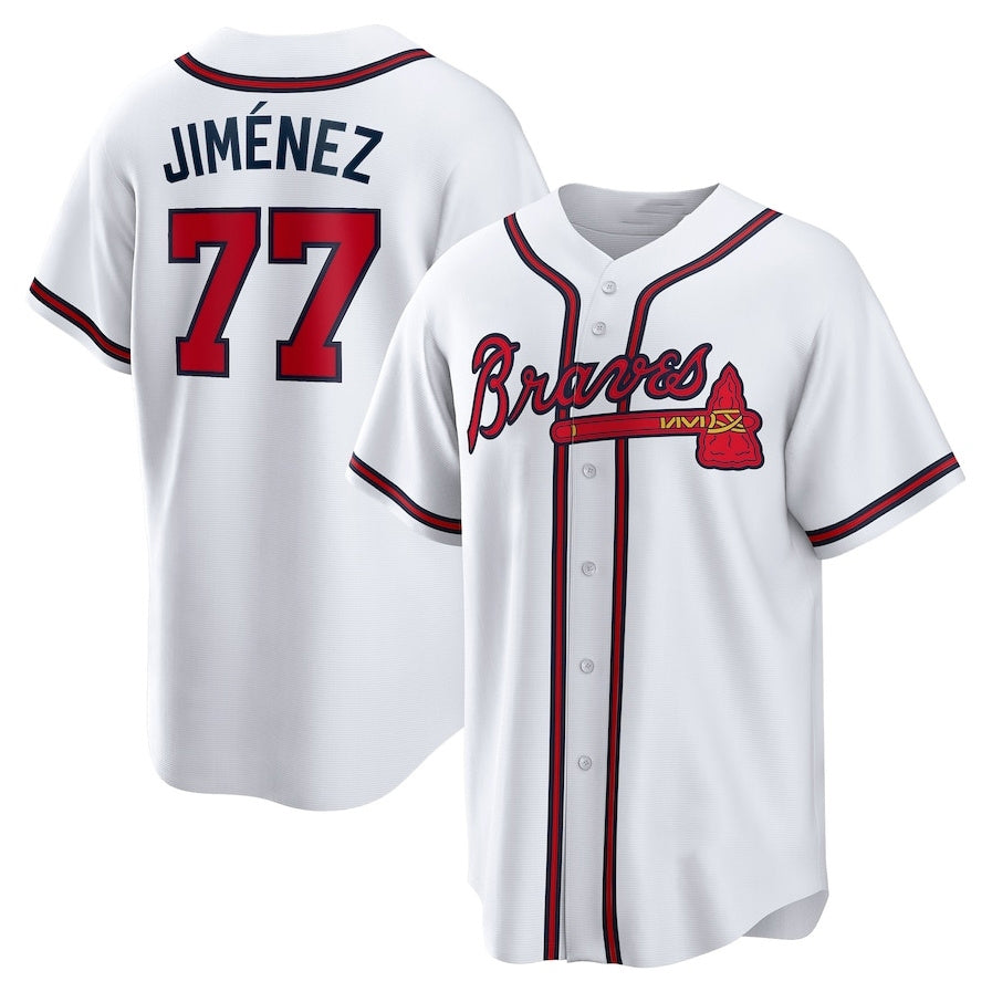 Atlanta Braves #77 Joe Jimnez Home Replica Player Jersey - White Baseball Jerseys