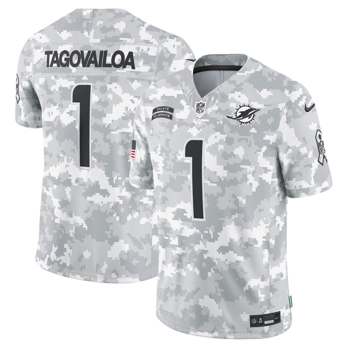 Miami Dolphins Tua Tagovailoa Arctic Camo 2024 Salute to Service Limited Jersey