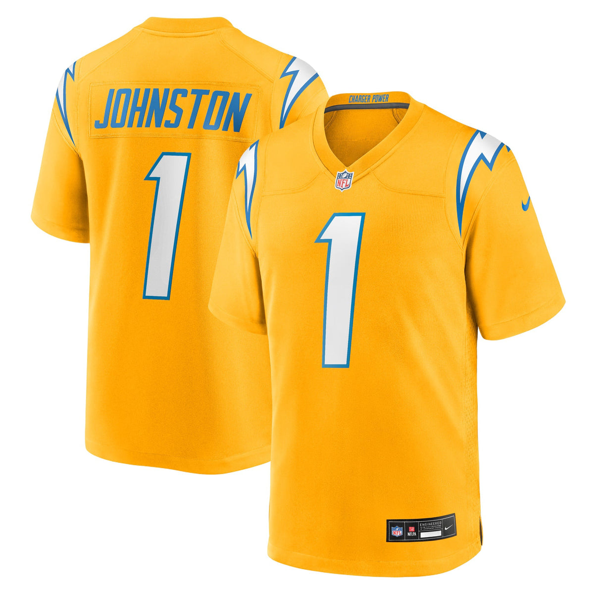 Los Angeles Chargers Quentin Johnston Gold Alternate Charger Power Game Player Jersey