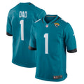 Jacksonville Jaguars Number 1 Dad Teal Game Jersey
