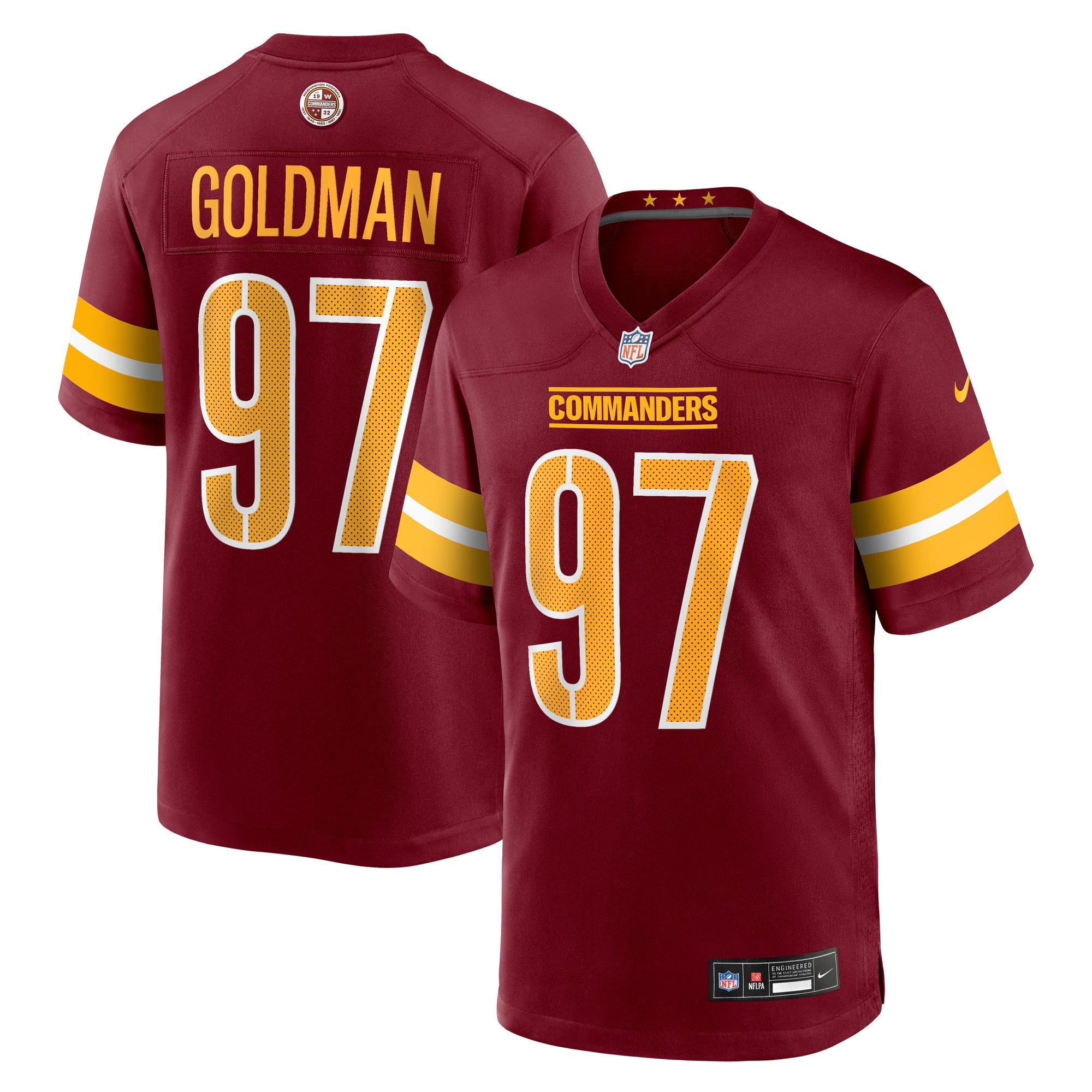 Washington Commanders Eddie Goldman Burgundy Team Game Jersey