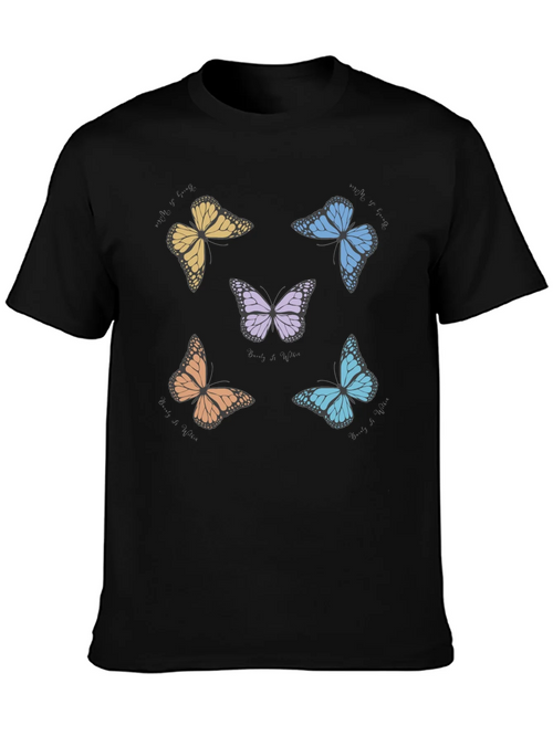 Butterfly Print Crew Neck T-Shirt