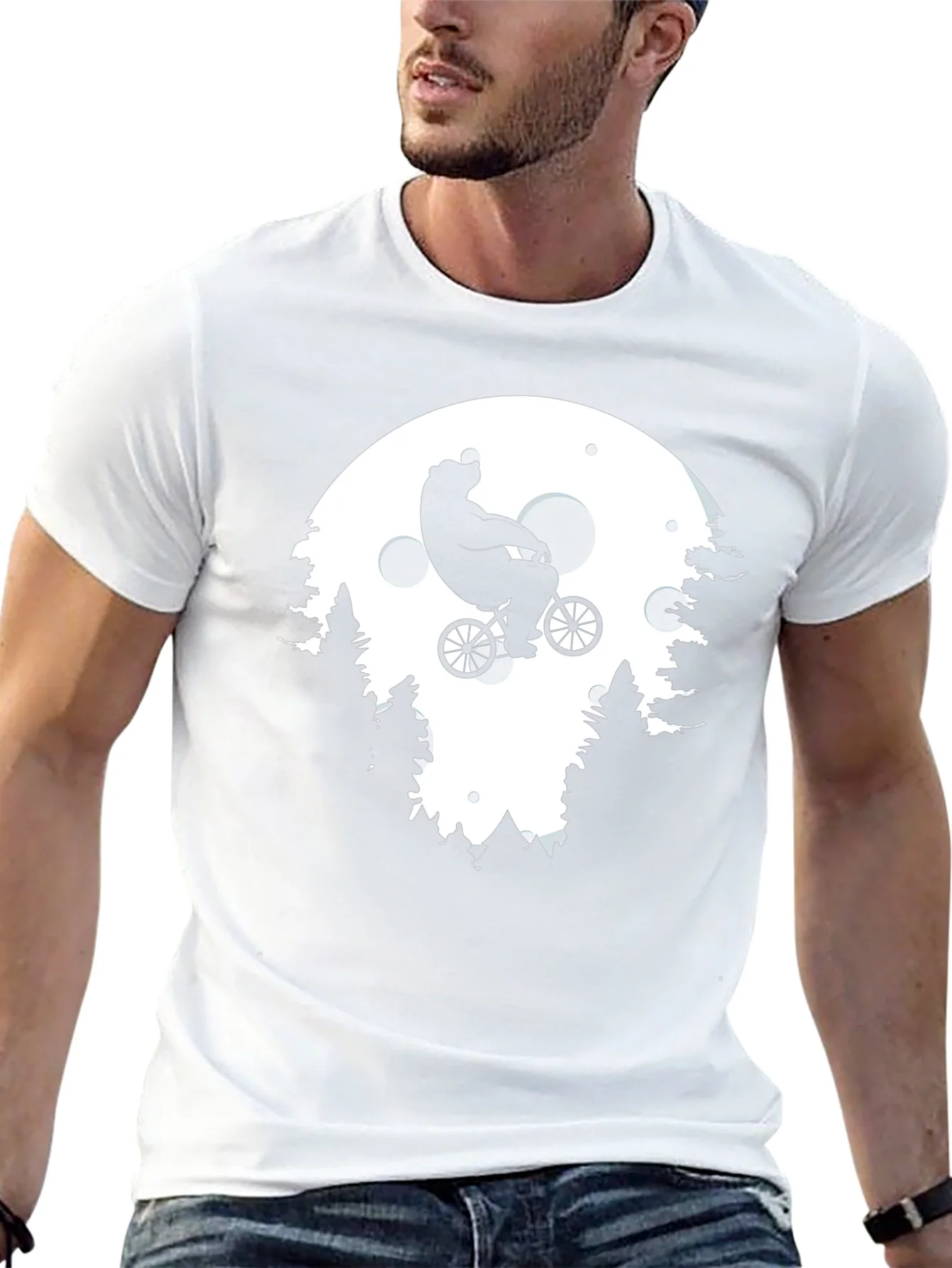 Bear on Bike T-Shirt - Moonlit Adventure Tee