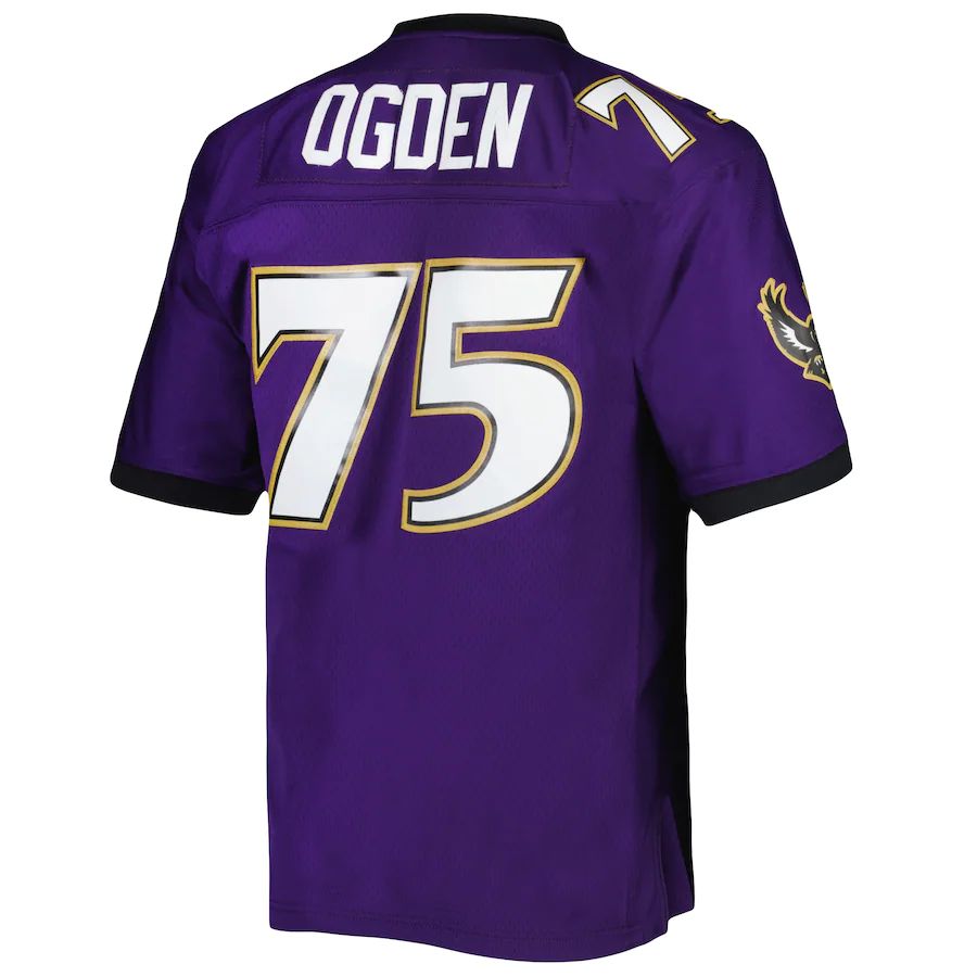 B.Ravens #75 Jonathan Ogden Purple 1996 Legacy Replica Jersey Stitched American Football Jerseys