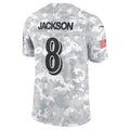 B.Ravens #8 Lamar Jackson Arctic Camo 2024 Salute to Service Limited Stitched American Football Jerseys