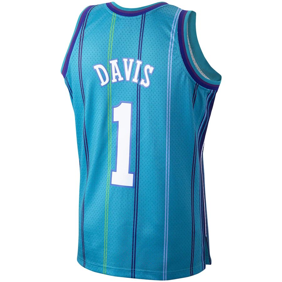 C.Hornets #1 Baron Davis Hardwood Classics 1999-00 Swingman Jersey Teal Stitched American Basketball Jersey