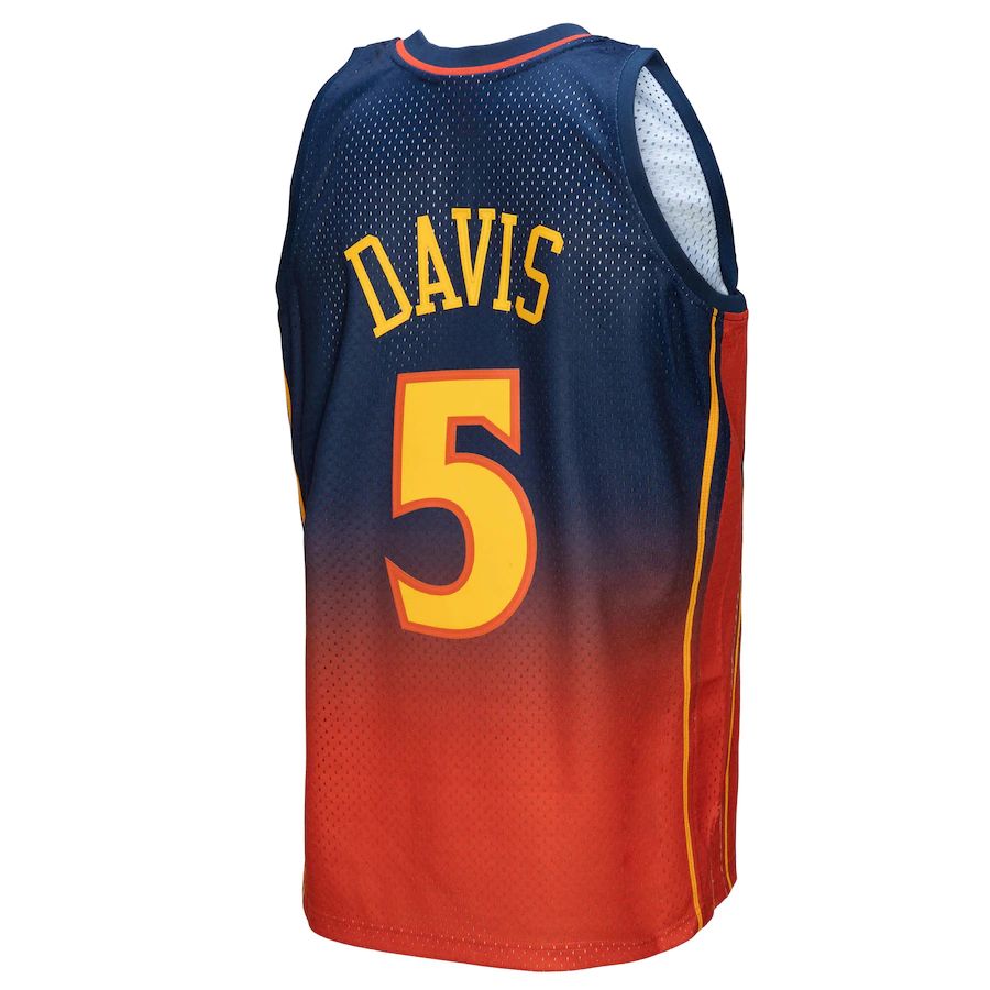 G.State Warriors #5 Baron Davis 2006-07 Hardwood Classics Fadeaway Swingman Player Jersey Navy Orange Stitched American Basketball Jersey