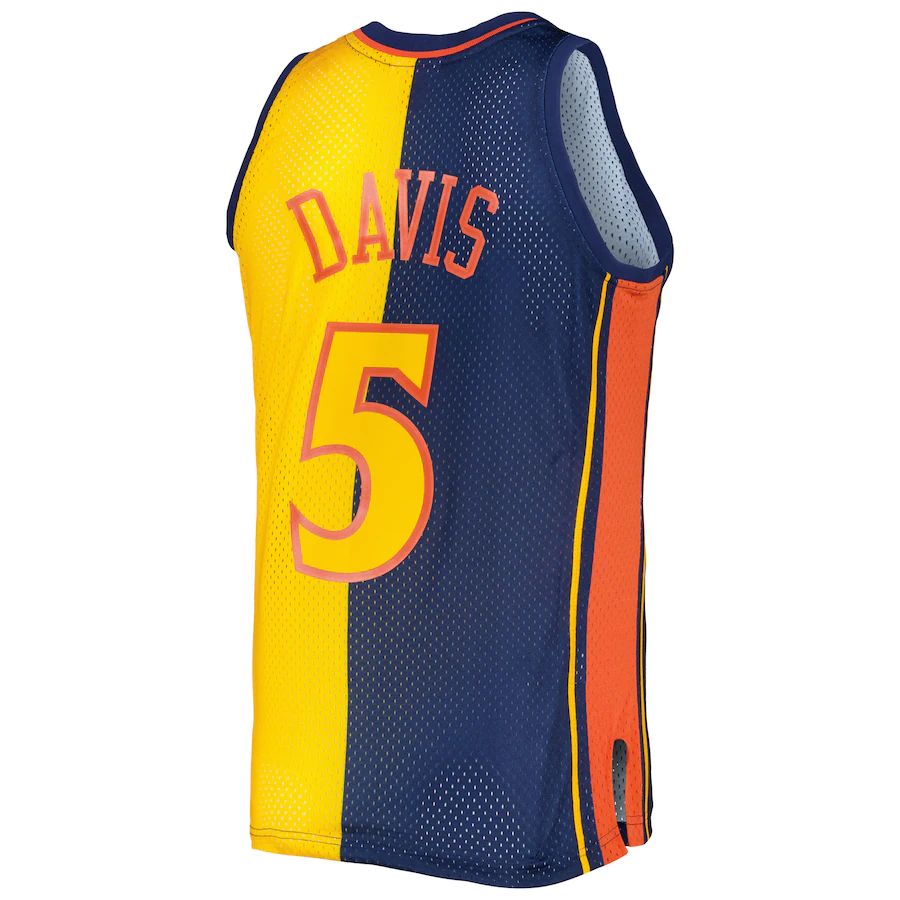 G.State Warriors #5 Baron Davis Hardwood Classics 2006-07 Split Swingman Jersey Navy Gold Stitched American Basketball Jersey