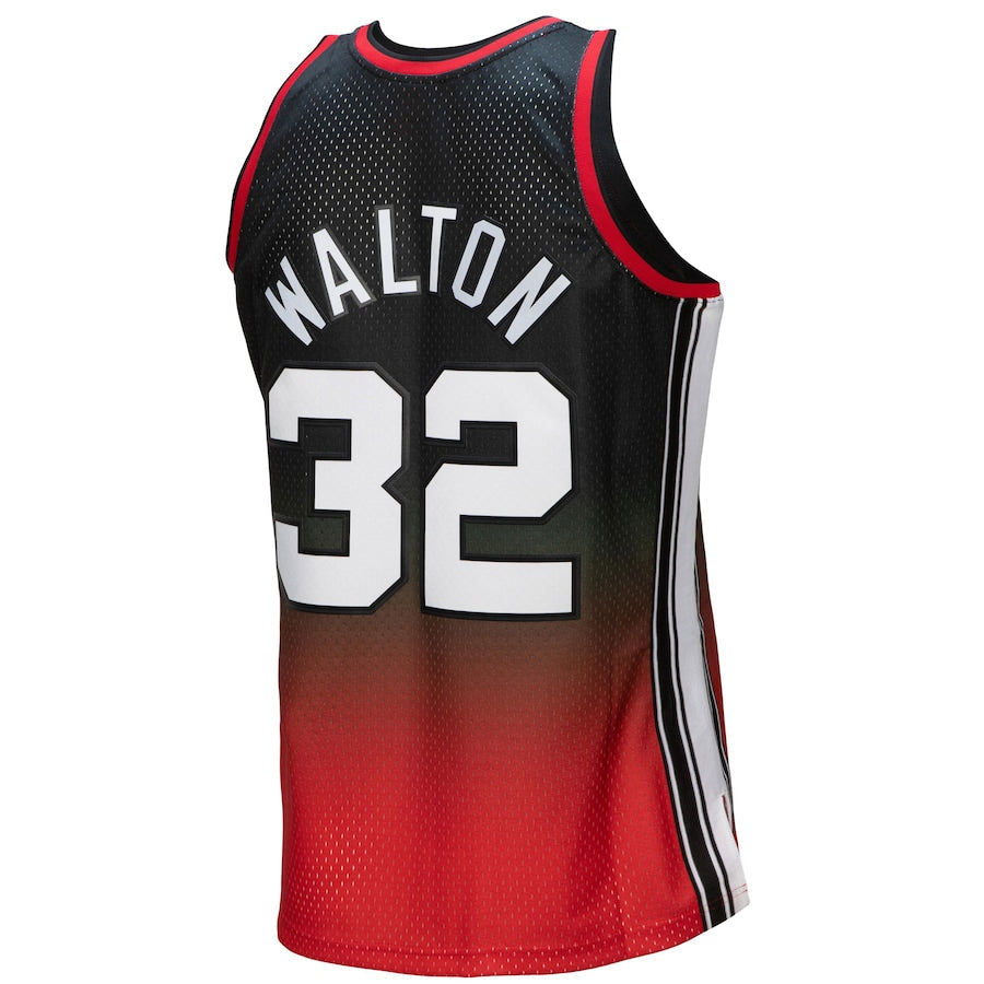 P.Trail Blazers #32 Bill Walton 1976-77 Hardwood Classics Fadeaway Swingman Player Jersey Red-Black Stitched American Basketball Jersey
