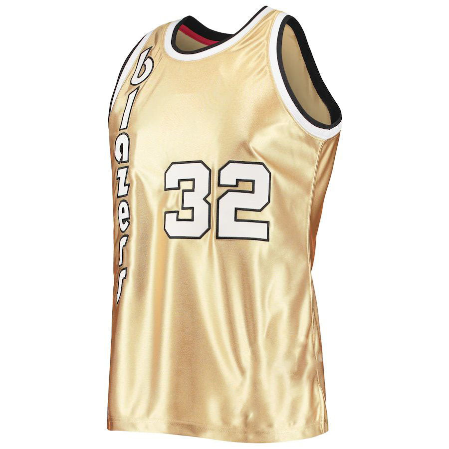 P.Trail Blazers #32 Bill Walton 75th Anniversary 1976-77 Hardwood Classics Swingman Jersey Gold Stitched American Basketball Jersey