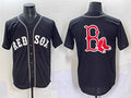 Boston Red Sox Team Big Logo Black Lights Out Limited Stitched Baseball Jersey