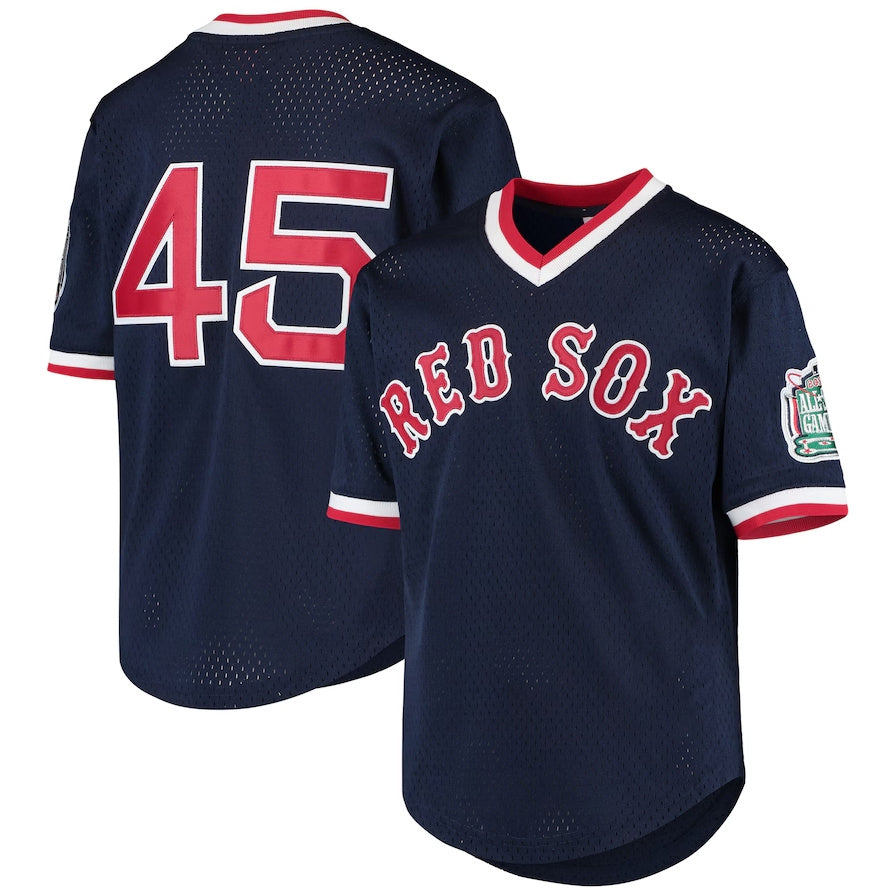 Boston Red Sox #45 Pedro Martinez Cooperstown Collection Mesh Batting Practice Jersey - Navy Stitched Baseball Jersey
