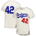 Brooklyn Dodgers #42 Jackie Robinson 1955 Cooperstown Collection Authentic Jersey - Cream Stitched Baseball Jersey