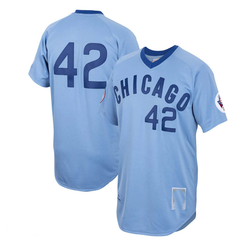Chicago Cubs #42 Bruce Sutter Road 1976 Cooperstown Collection Authentic Jersey - Light Blue Baseball Jerseys